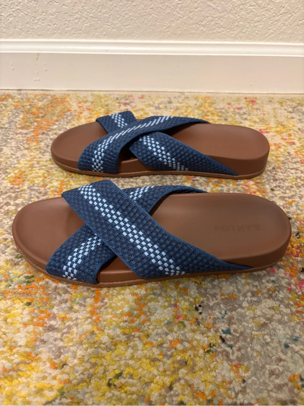Rothy's Women’s Crossband Slide Sandals in Navy - Picture 3 of 5